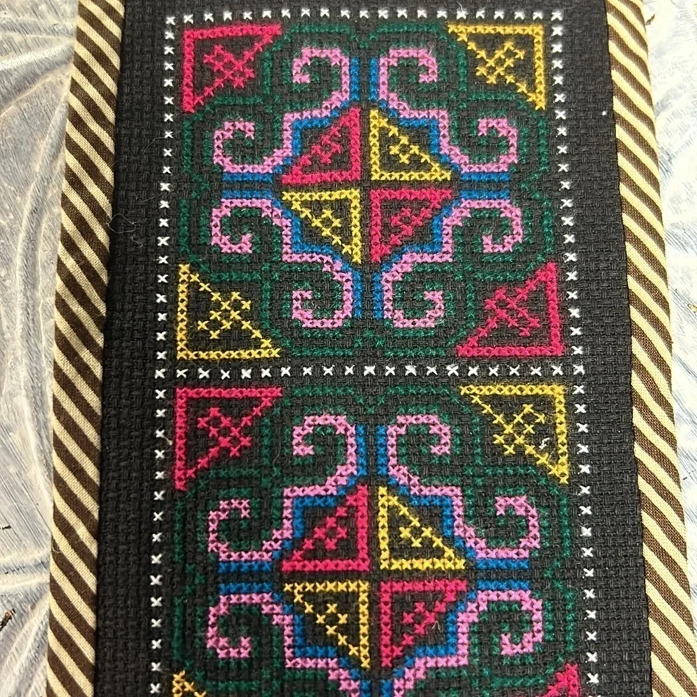 Hmong Vintage Cross Stitch Belt or Wall Art. Vibrant Colors Excellent Condition